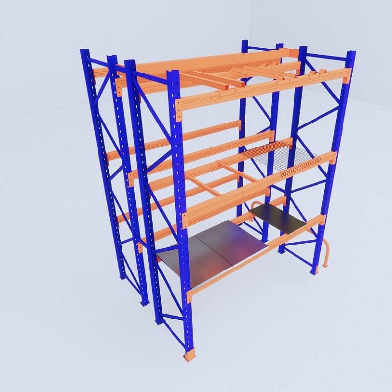 Dibujo de estanterías para palets en 3D